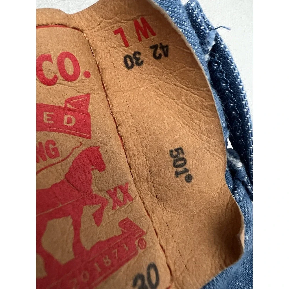 2015 Levis 501 Jeans White Oak Cone Mills Denim Neppy Sailor Blue 42x30 (40x28.5